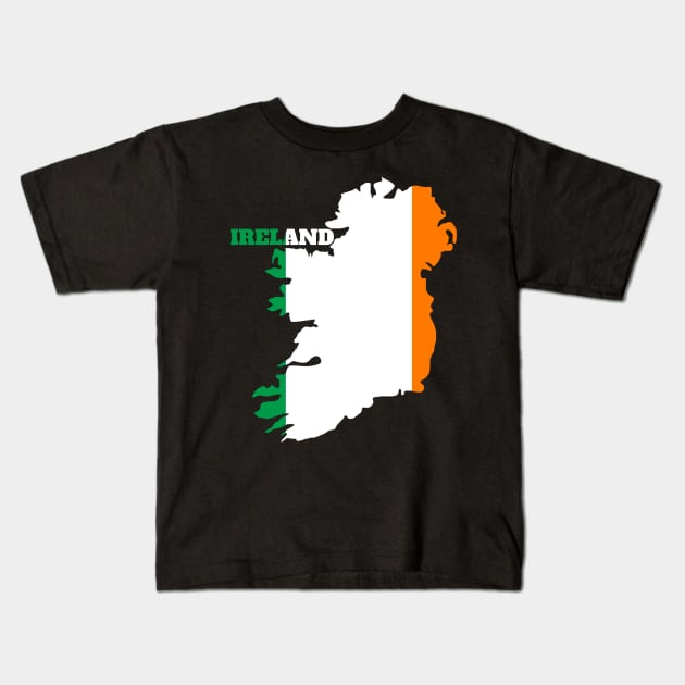 Ireland Flag Map Kids T-Shirt by maro_00